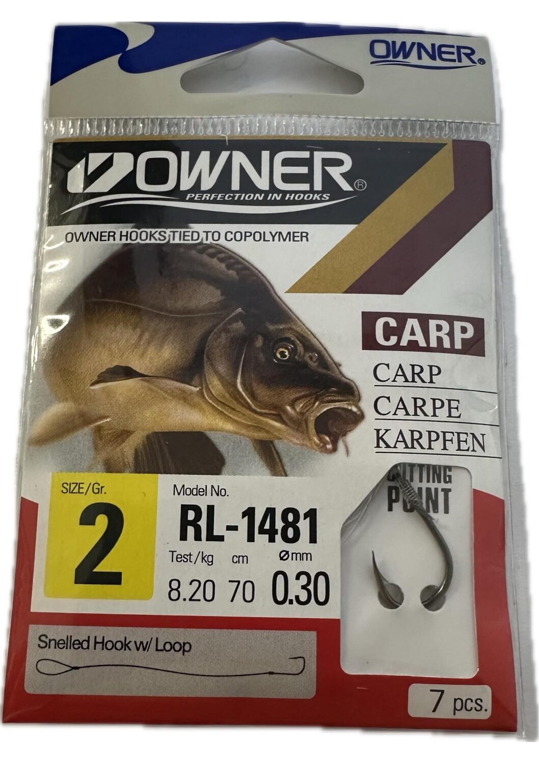 OWNER kabliukai su pavadėliu RL-1481 Carp